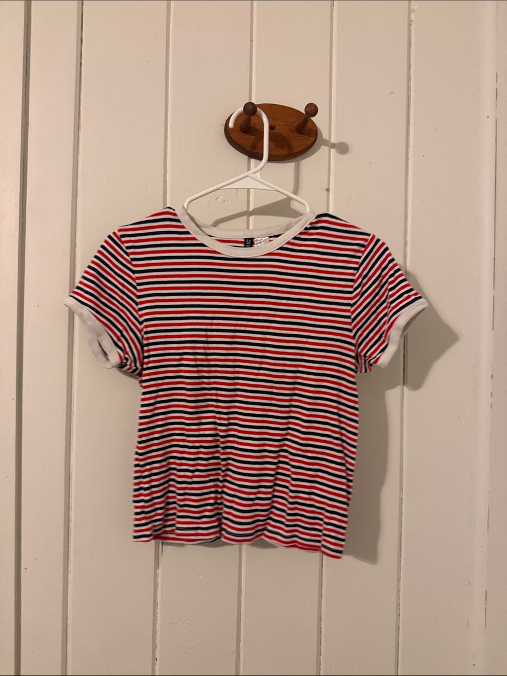 Red, White, and Black striped tee